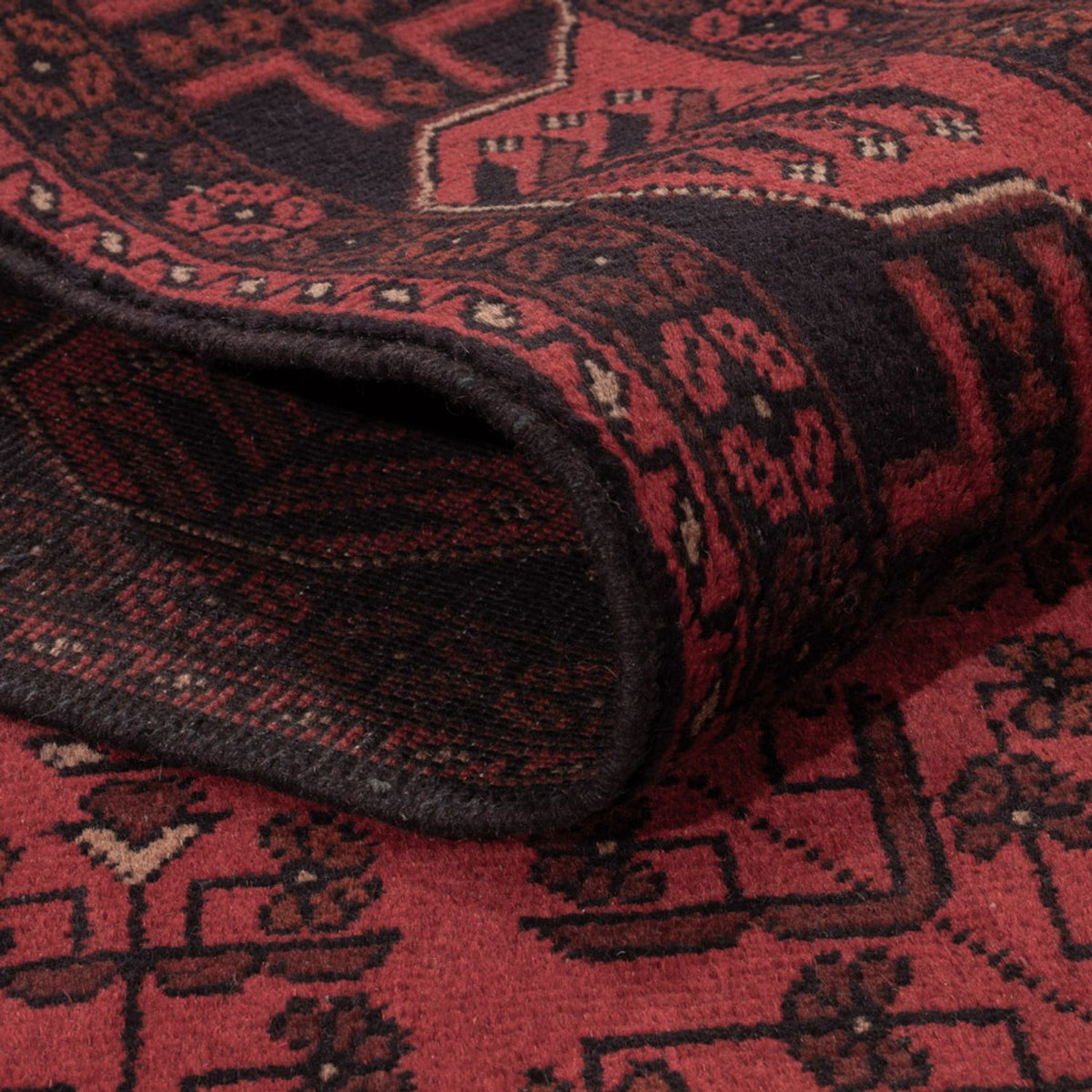 Alfombra afgana - Kunduz - 195 x 125 cm - rojo oscuro