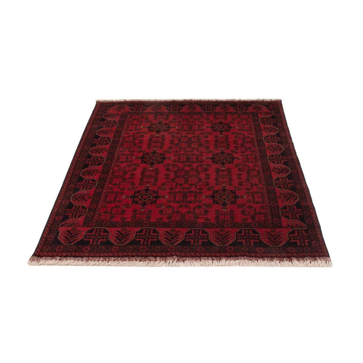 Alfombra afgana - Kunduz - 195 x 125 cm - rojo oscuro