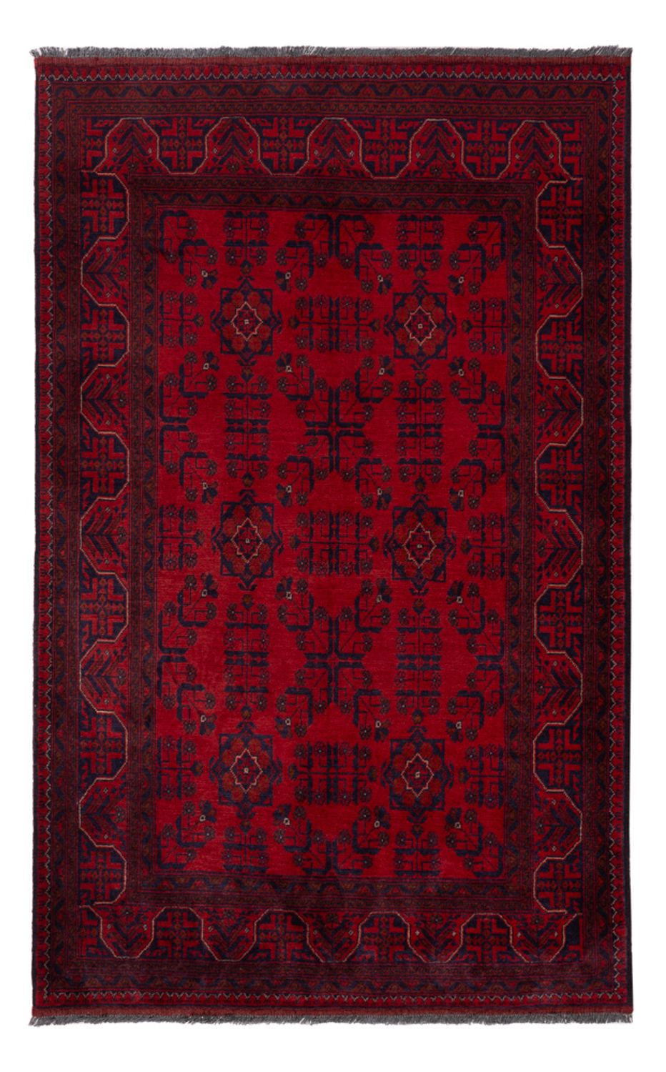 Alfombra afgana - Kunduz - 195 x 121 cm - rojo oscuro