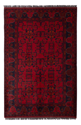 Alfombra afgana - Kunduz - 189 x 129 cm - rojo oscuro