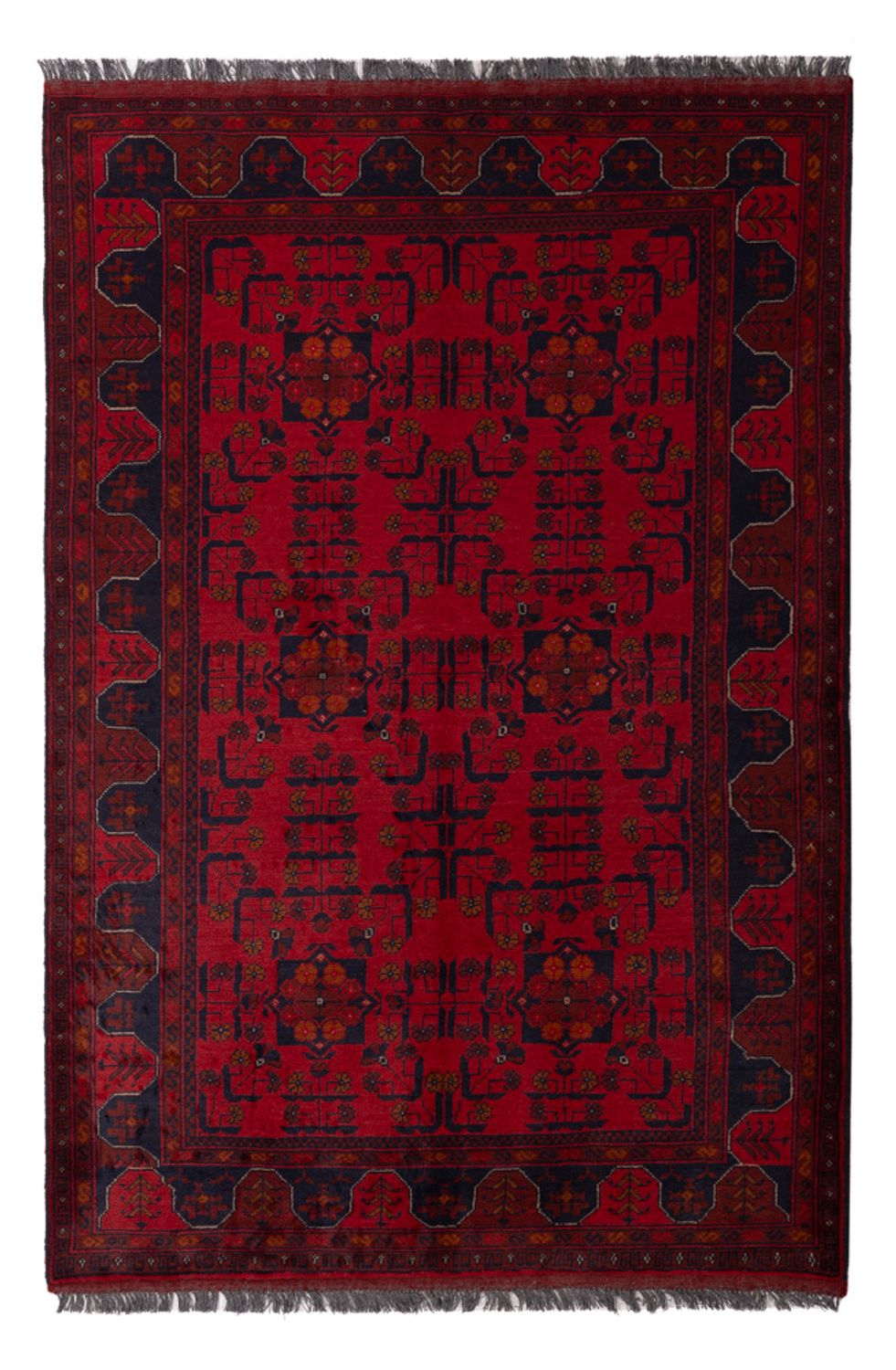 Alfombra afgana - Kunduz - 189 x 129 cm - rojo oscuro