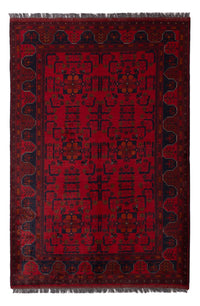 Alfombra afgana - Kunduz - 189 x 129 cm - rojo oscuro