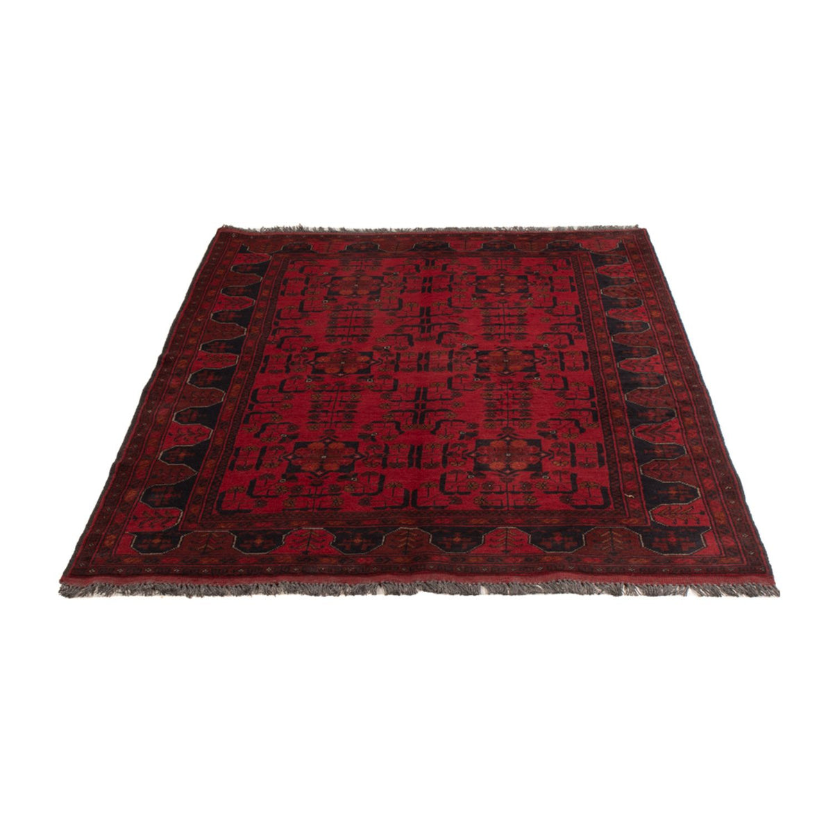 Alfombra afgana - Kunduz - 189 x 129 cm - rojo oscuro