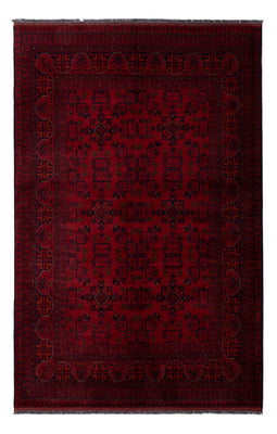 Alfombra afgana - Kunduz - 198 x 129 cm - rojo oscuro