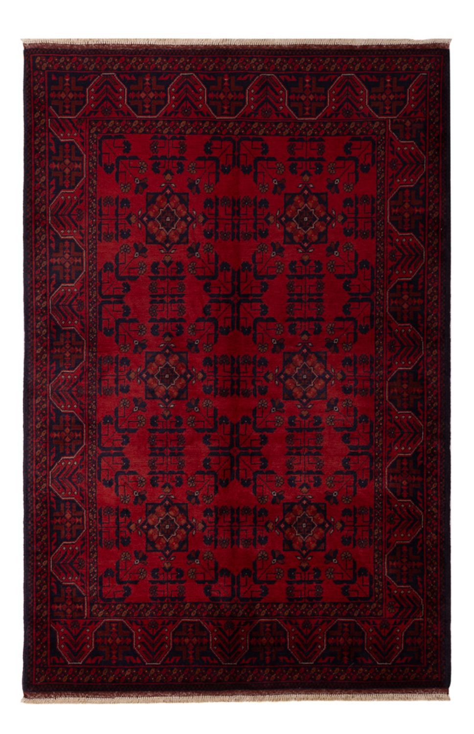 Alfombra afgana - Kunduz - 195 x 125 cm - rojo oscuro