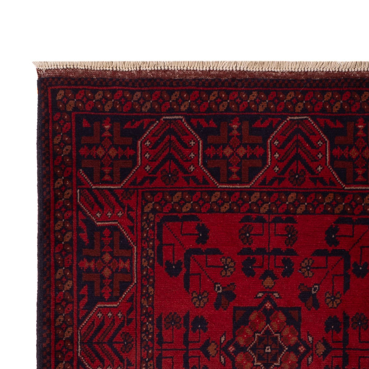 Alfombra afgana - Kunduz - 195 x 125 cm - rojo oscuro