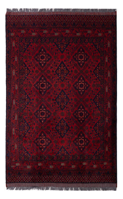 Alfombra afgana - Kunduz - 190 x 128 cm - rojo oscuro