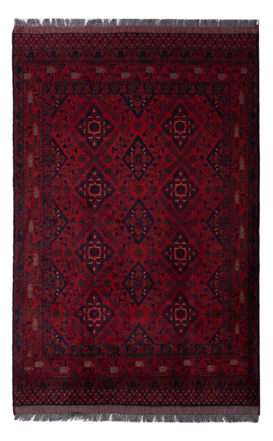 Alfombra afgana - Kunduz - 190 x 128 cm - rojo oscuro