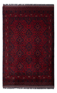 Alfombra afgana - Kunduz - 190 x 128 cm - rojo oscuro