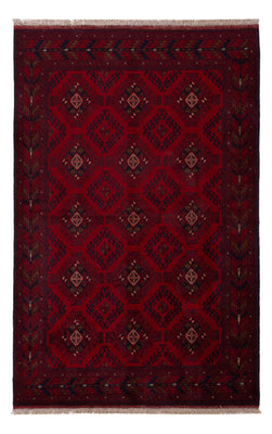Alfombra afgana - Kunduz - 196 x 129 cm - rojo oscuro