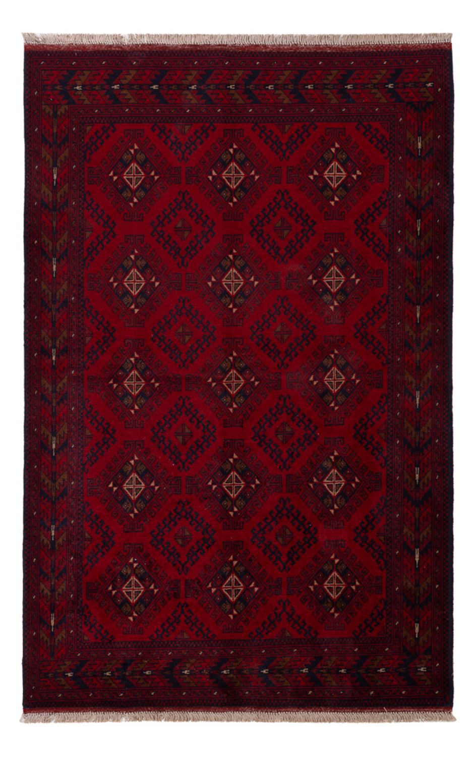 Alfombra afgana - Kunduz - 196 x 129 cm - rojo oscuro