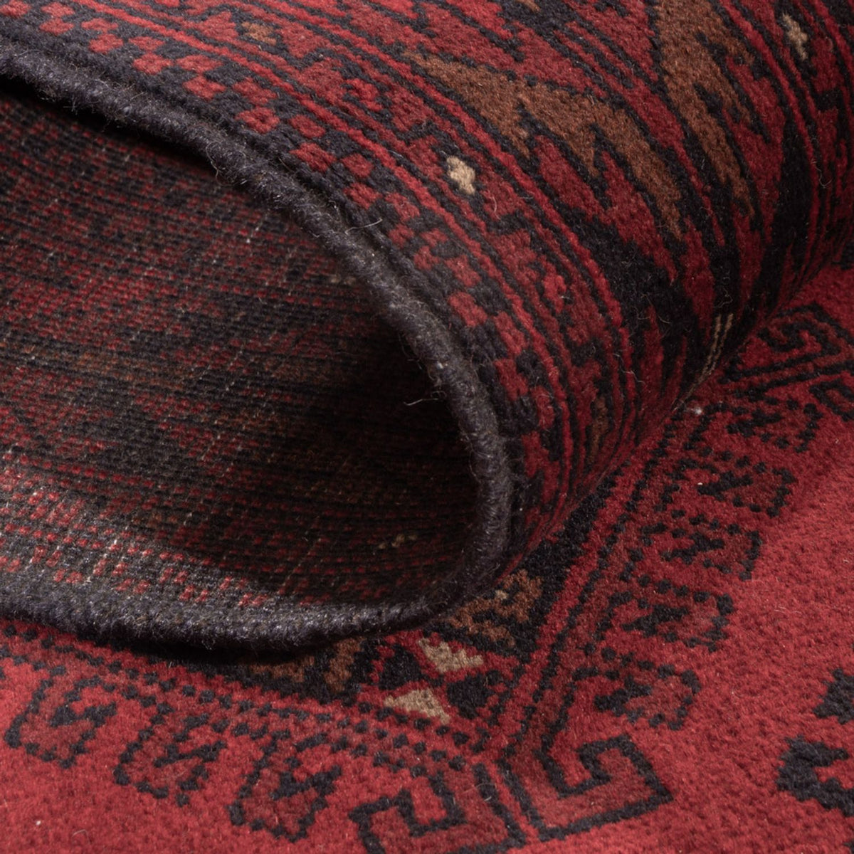 Alfombra afgana - Kunduz - 196 x 129 cm - rojo oscuro