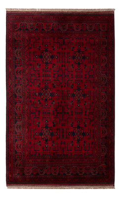 Alfombra afgana - Kunduz - 201 x 130 cm - rojo oscuro