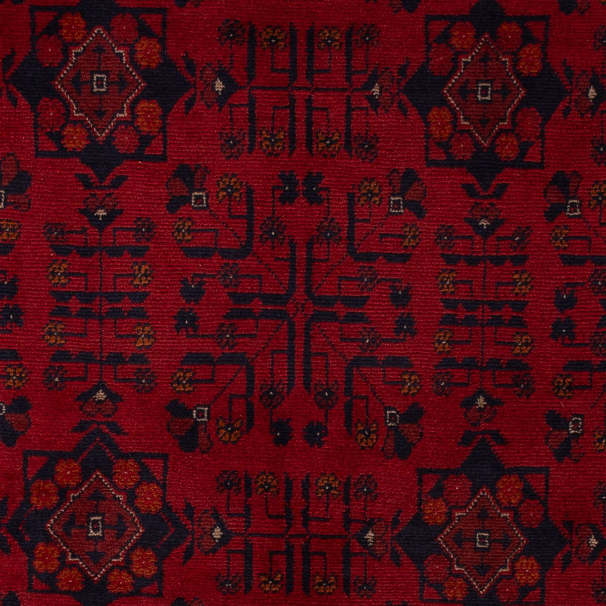 Alfombra afgana - Kunduz - 201 x 130 cm - rojo oscuro