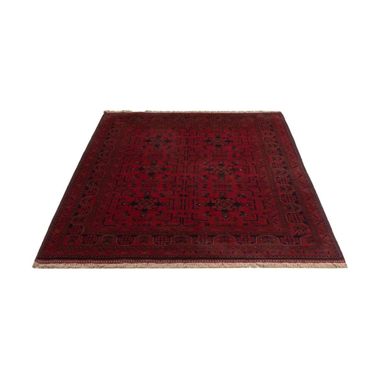Alfombra afgana - Kunduz - 201 x 130 cm - rojo oscuro