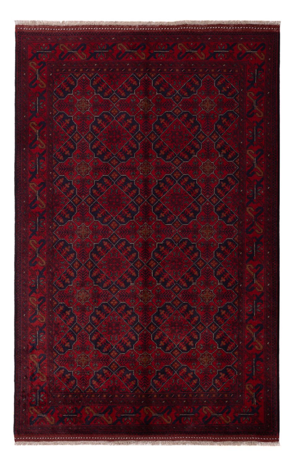 Alfombra afgana - Kunduz - 196 x 123 cm - rojo oscuro