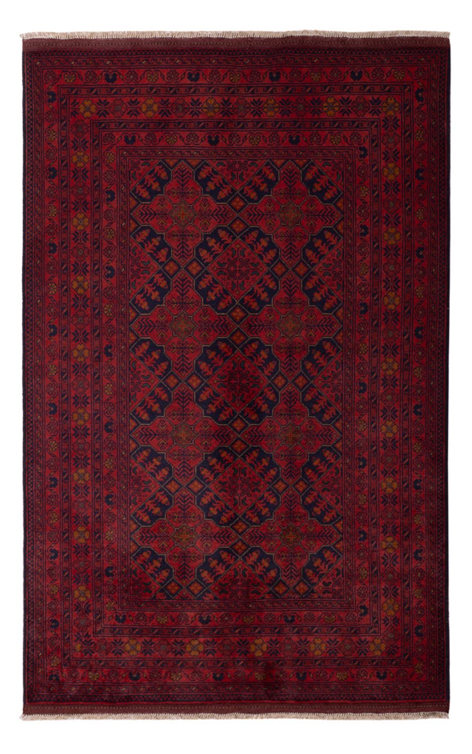Alfombra afgana - Kunduz - 193 x 124 cm - rojo oscuro