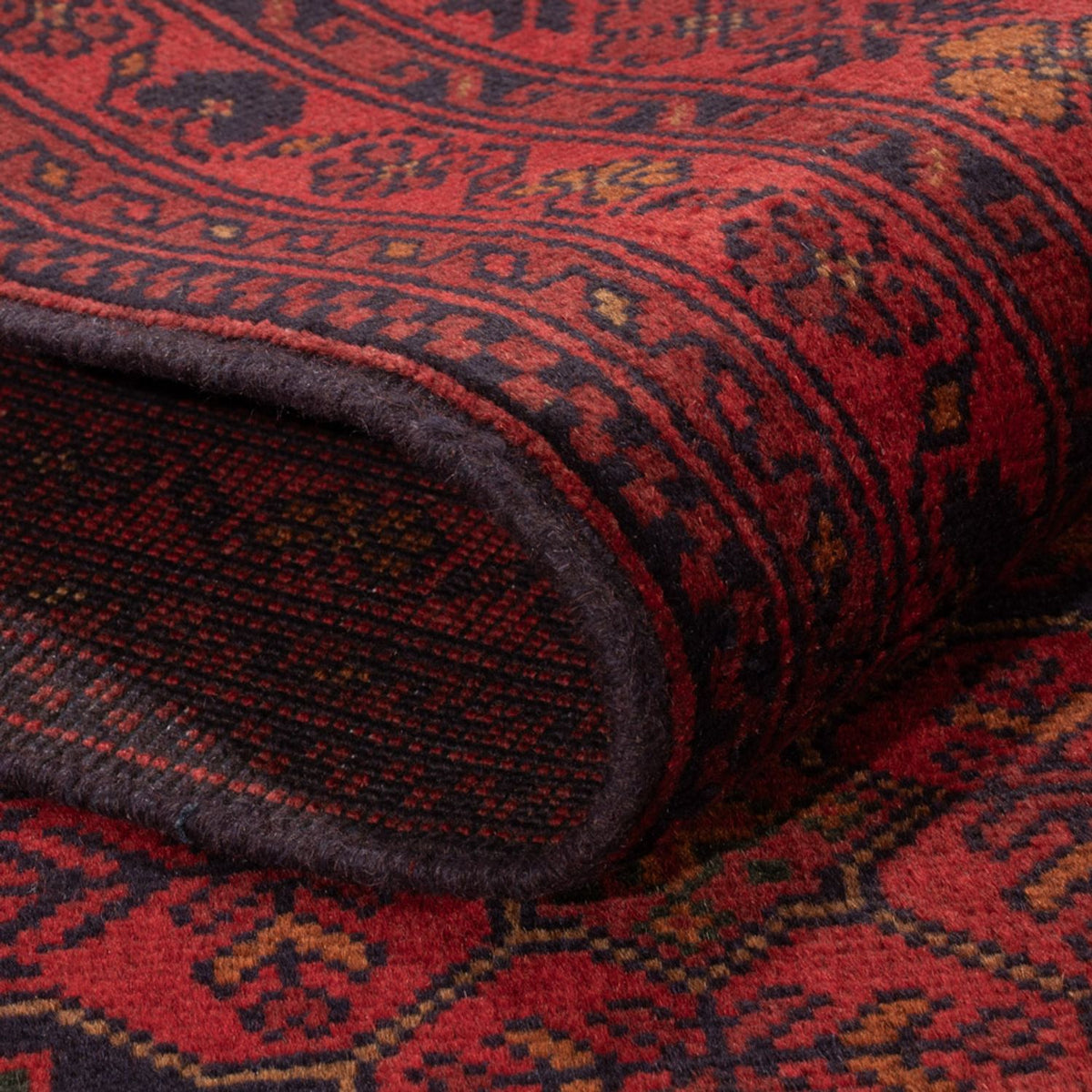Alfombra afgana - Kunduz - 193 x 124 cm - rojo oscuro