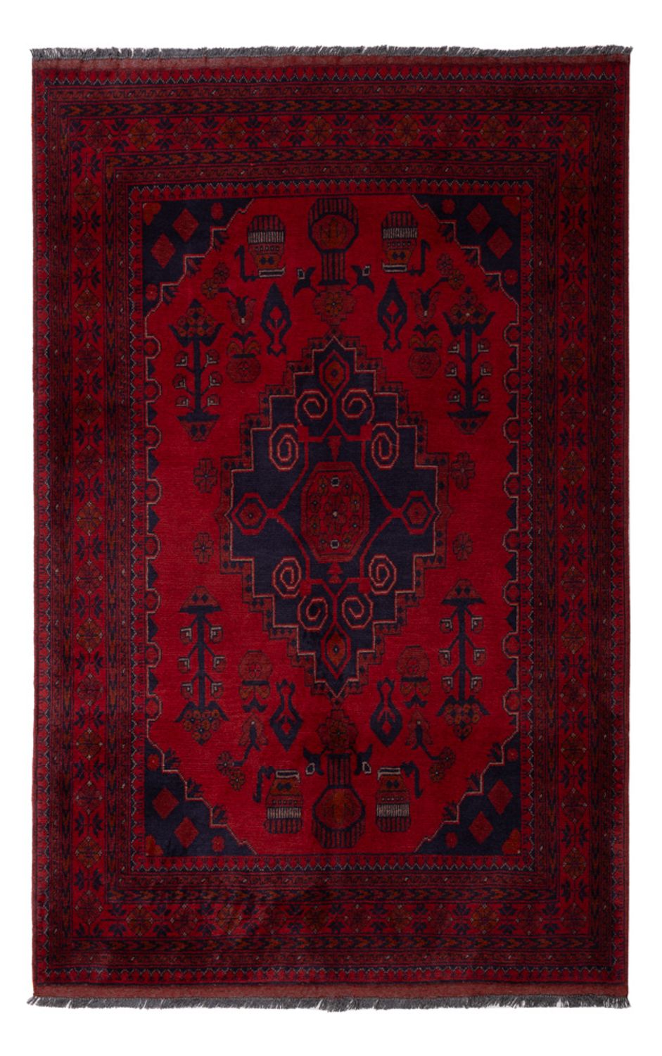 Alfombra afgana - Kunduz - 190 x 121 cm - rojo oscuro