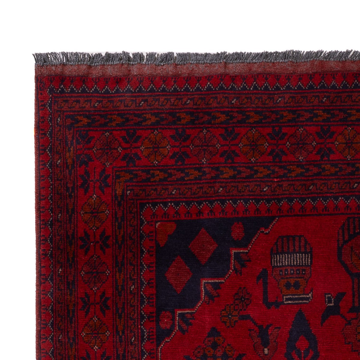 Alfombra afgana - Kunduz - 190 x 121 cm - rojo oscuro