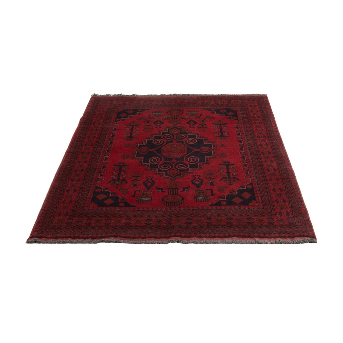 Alfombra afgana - Kunduz - 190 x 121 cm - rojo oscuro