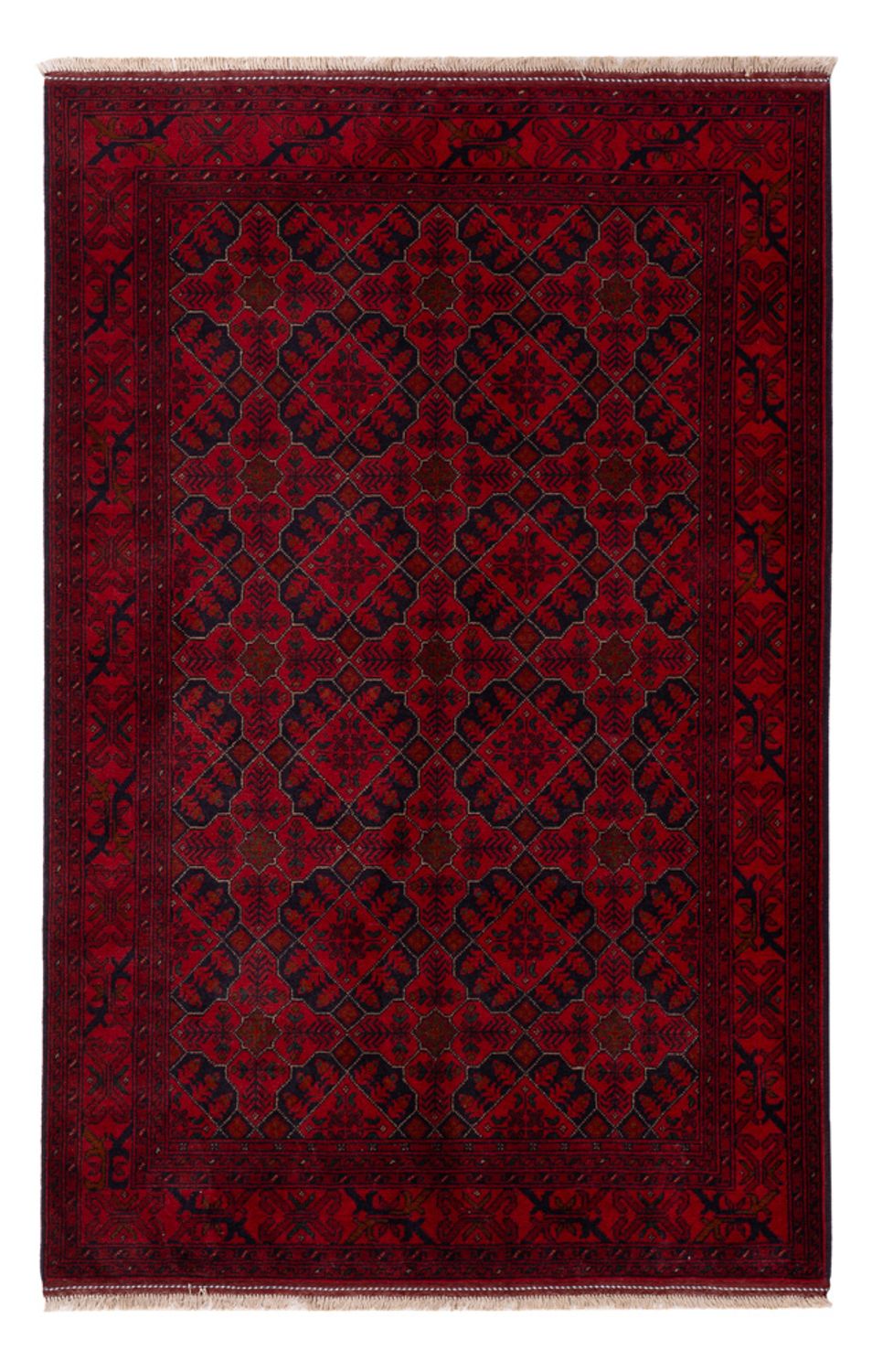 Alfombra afgana - Kunduz - 195 x 123 cm - rojo oscuro