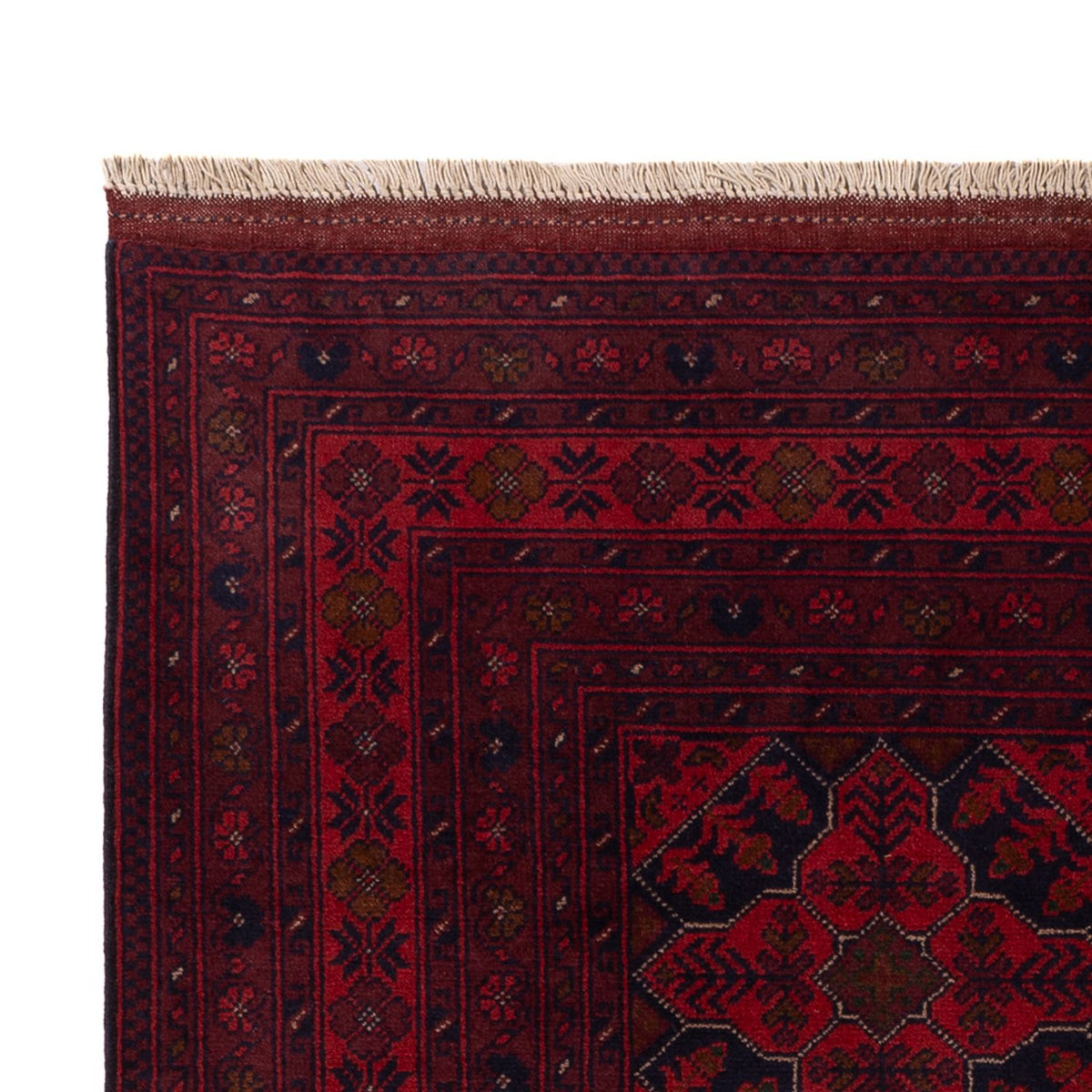 Alfombra afgana - Kunduz - 193 x 125 cm - rojo oscuro