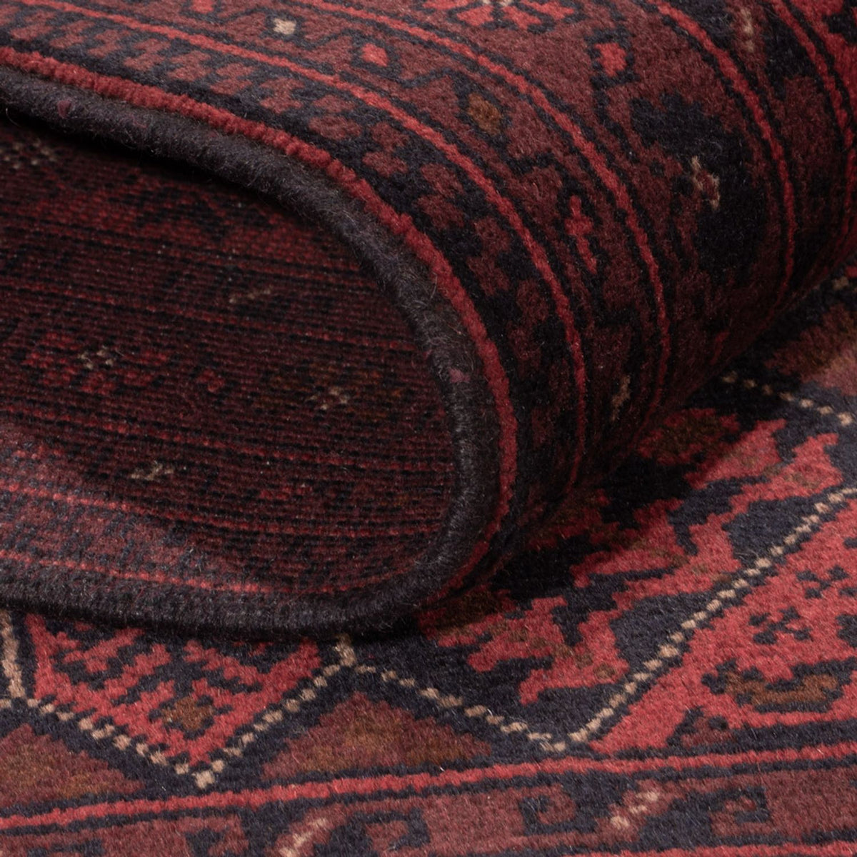 Alfombra afgana - Kunduz - 193 x 125 cm - rojo oscuro