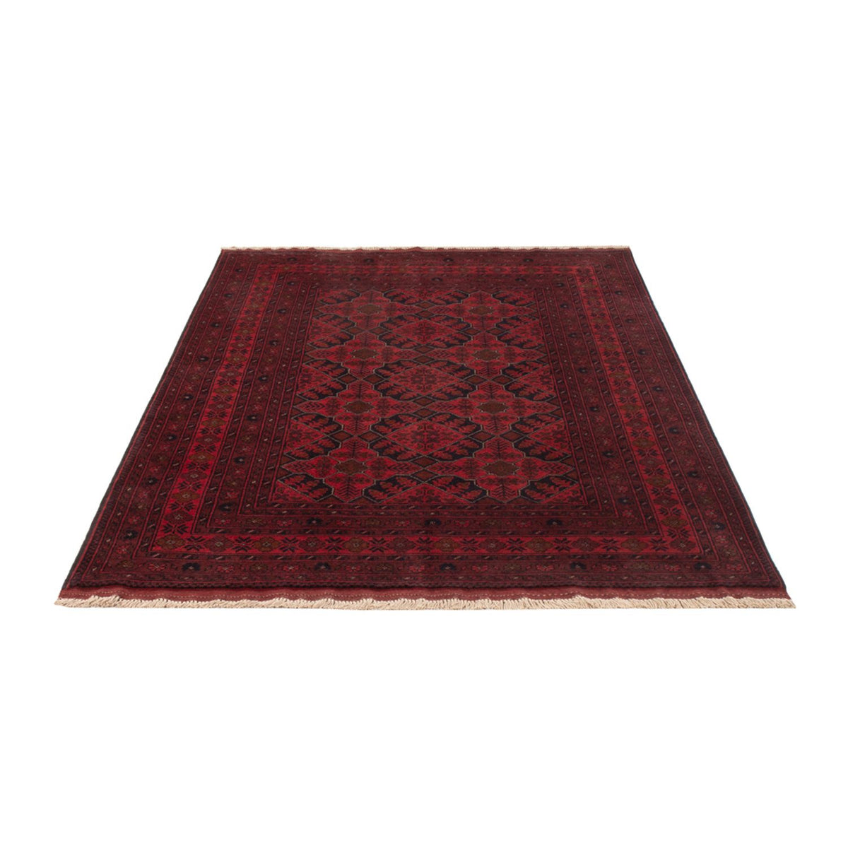 Alfombra afgana - Kunduz - 193 x 125 cm - rojo oscuro