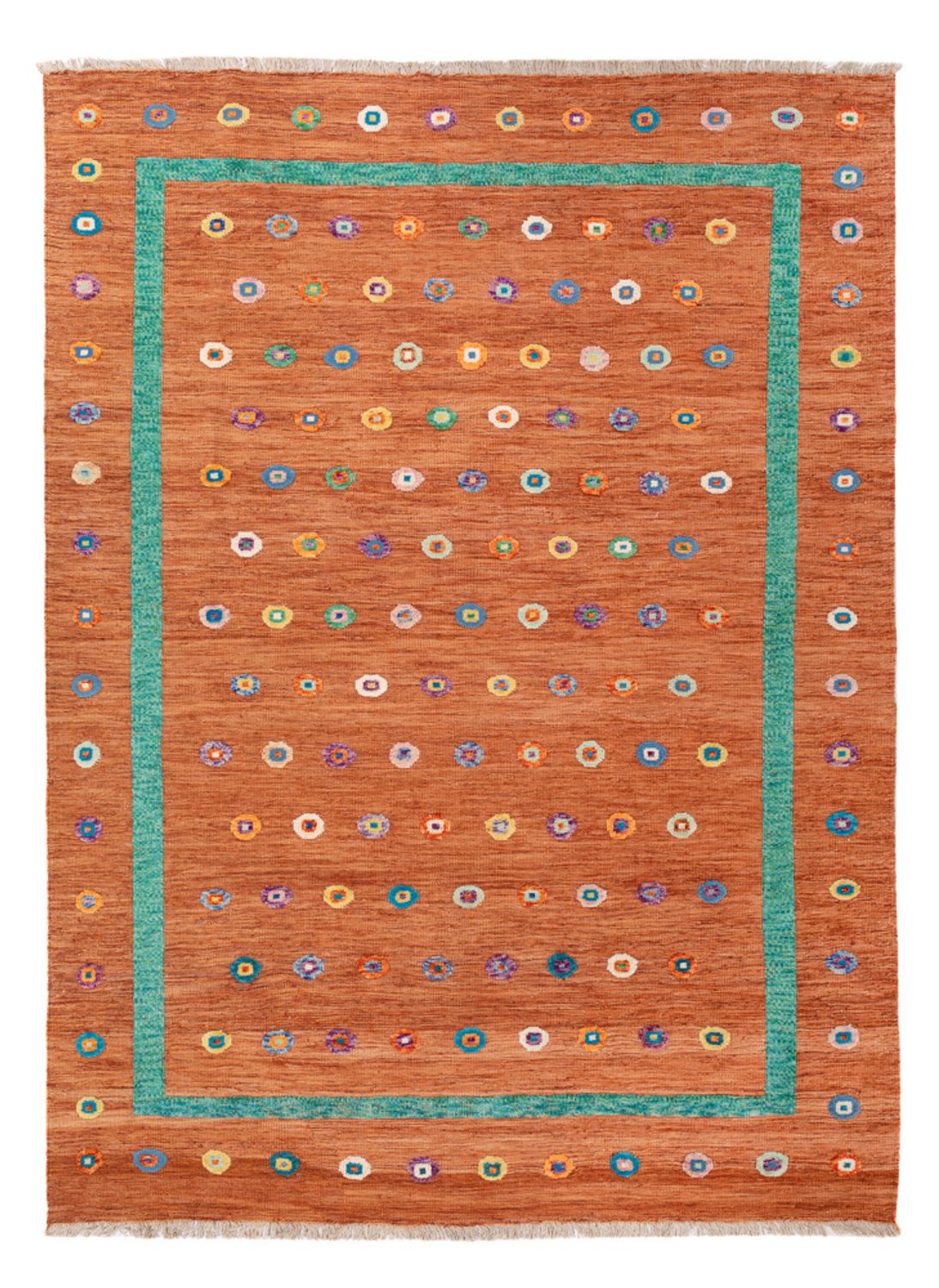 Alfombra Kelim - Splash - 290 x 207 cm - naranja