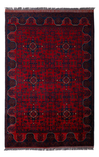 Alfombra afgana - Kunduz - 194 x 126 cm - rojo oscuro