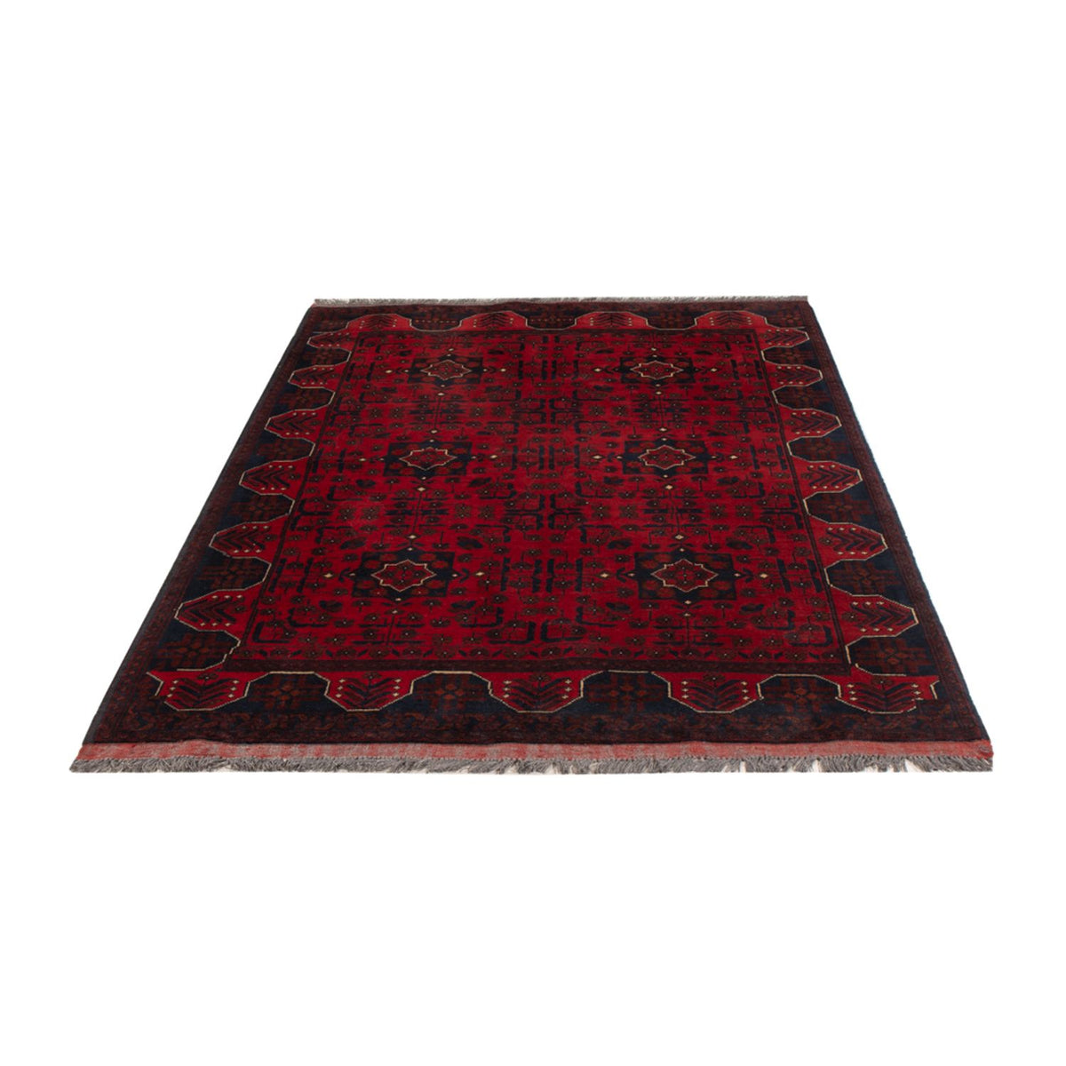 Alfombra afgana - Kunduz - 194 x 126 cm - rojo oscuro