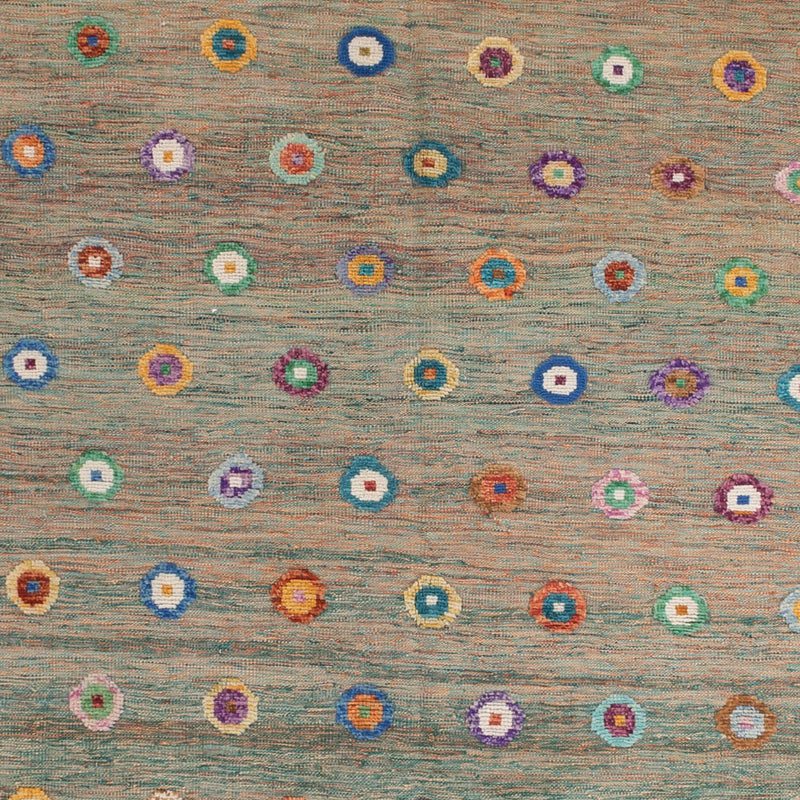 Kelim Teppich - Splash - 394 x 313 cm - grün