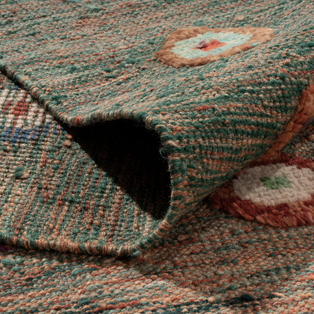 Kelim Teppich - Splash - 394 x 313 cm - grün