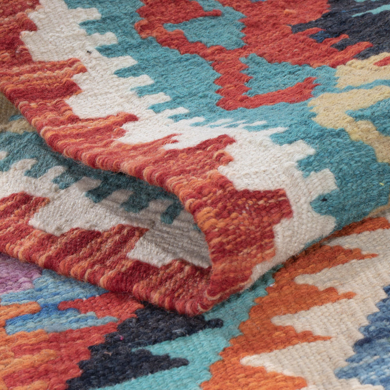 Läufer Kelim - Splash - 203 x 73 cm - mehrfarbig