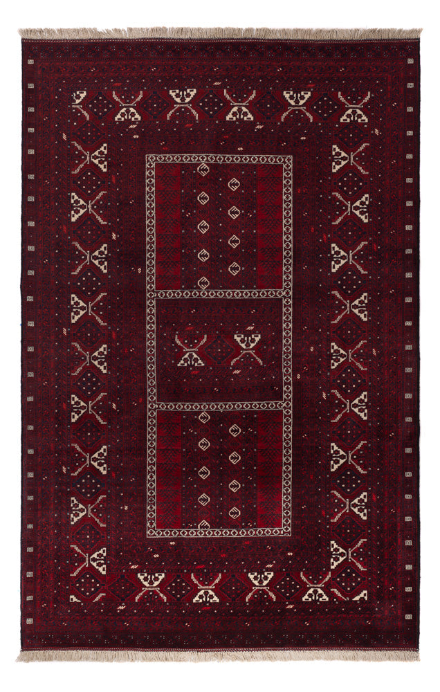 Afghan Teppich - 246 x 157 cm - dunkelrot
