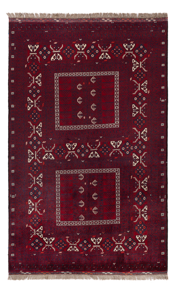 Afghan Teppich - 246 x 151 cm - dunkelrot