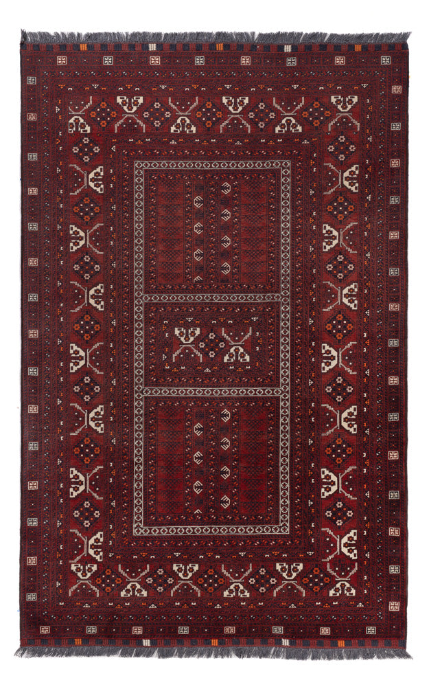 Afghan Teppich - 241 x 156 cm - dunkelrot