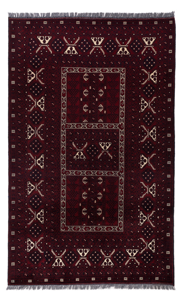 Afghan Teppich - 249 x 150 cm - dunkelrot