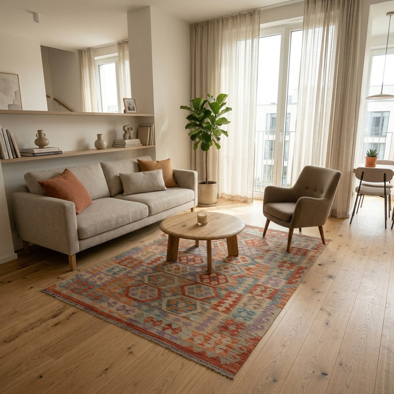 Kilim Maimana Alfombra 192x146cm - Alfombra de lana