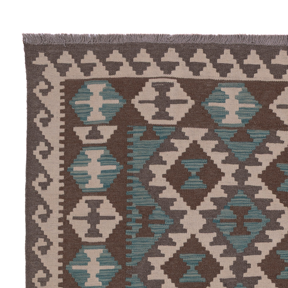 Kelim Teppich - Splash - 195 x 151 cm - dunkelgrün