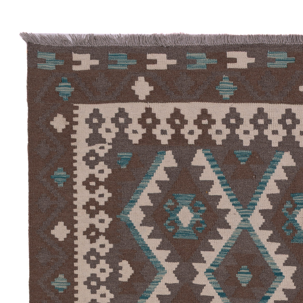 Kelim Teppich - Splash - 194 x 155 cm - dunkelgrün