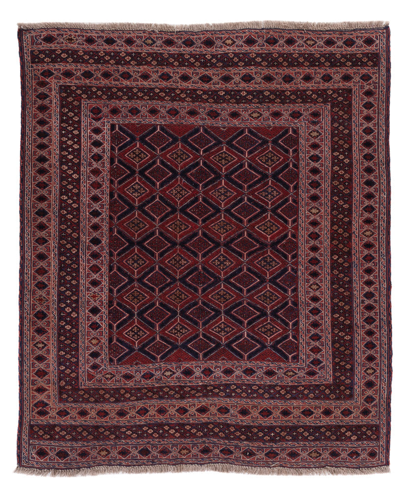 Kelim Teppich - Oriental quadratisch  - 187 x 161 cm - dunkelrot