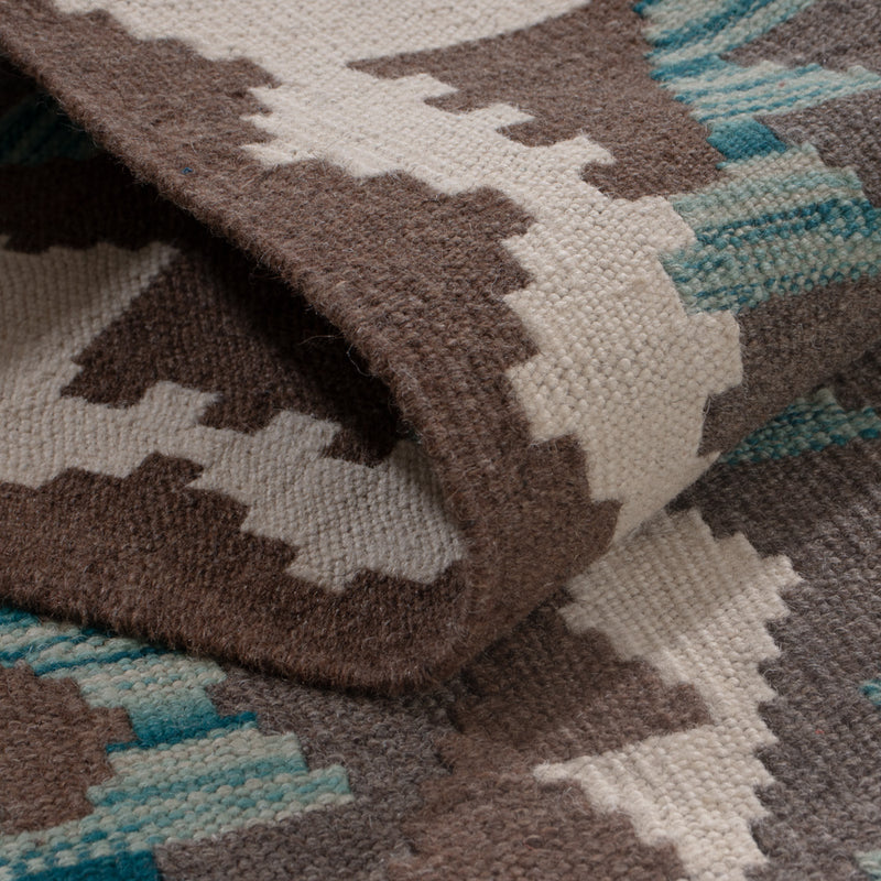 Läufer Kelim - Splash - 297 x 82 cm - dunkelgrün