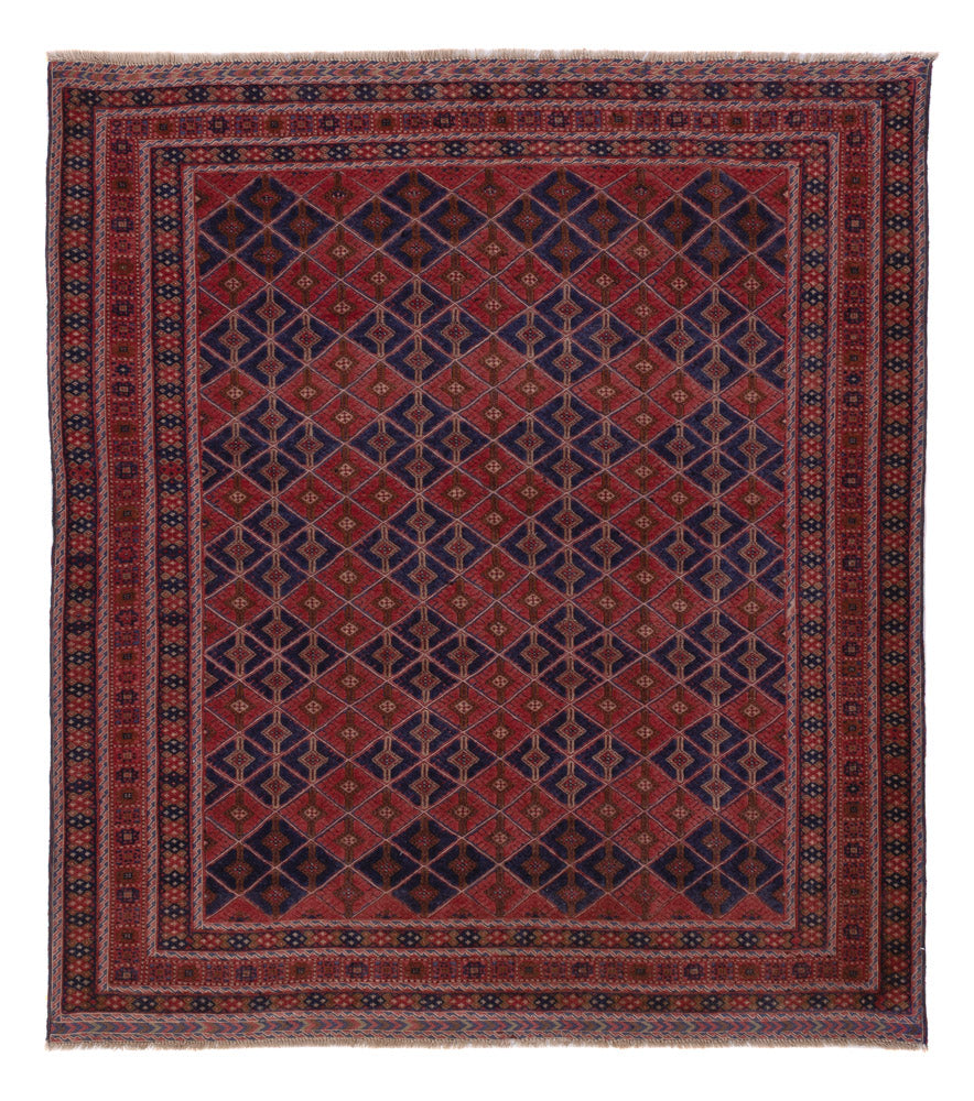 Kelim Teppich - Oriental quadratisch  - 178 x 160 cm - dunkelrot