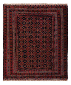 Kelim Teppich - Oriental quadratisch  - 185 x 160 cm - dunkelrot