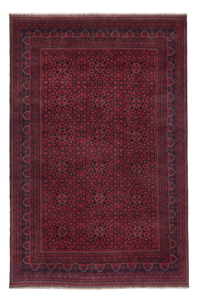Alfombra afgana - Kunduz - 309 x 203 cm - rojo oscuro
