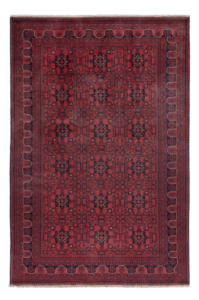 Alfombra afgana - Kunduz - 297 x 194 cm - rojo oscuro