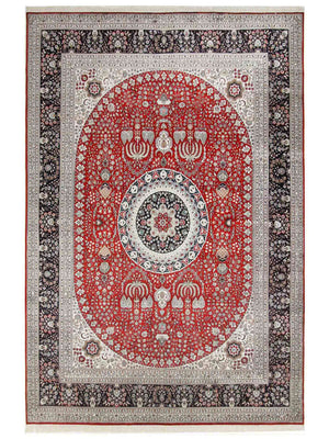 Alfombra de seda - Seda china - 370 x 272 cm - rojo