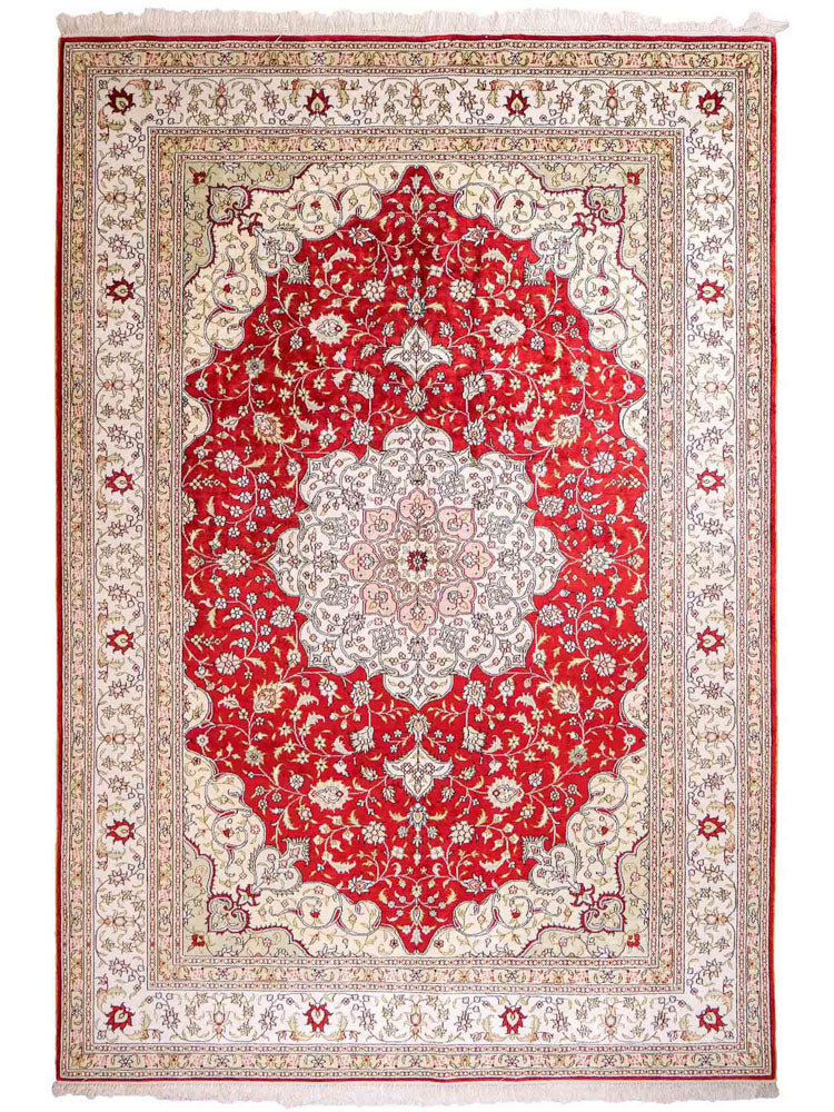 Alfombra de seda - Seda china - 272 x 188 cm - rojo